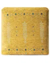 Lr Home Natalie Mustard/blue Bohemian Turkish Border Ultra-soft Pouf In Yellow