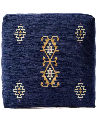Lr Home Natalie Navy/mustard Bohemian Turkish Medallion Ultra-soft Pouf In Blue