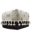 Lr Home Navy And Ivory Scandinavian Ornamental Motif Pouf Ottoman In Navy
