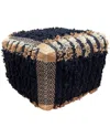Lr Home Navy And Peach Rustic Textured Pouf Ottoman In Navy