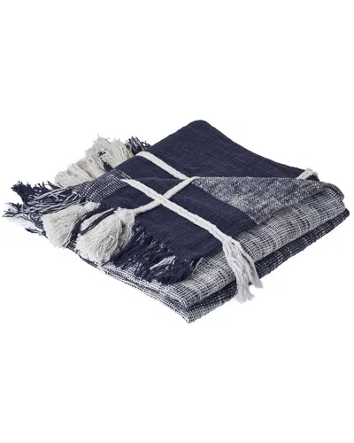 Lr Home Navy And White Braided Plaid Throw Blanket
