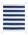 Lr Home Navy Blue Cabana Striped Throw Blanket With Tassels In Blue