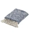 Lr Home Navy Boho Chambray Throw Blanket With Fringe In Blue
