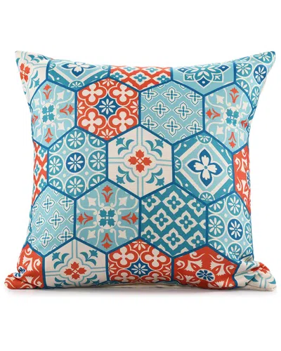 Lr Home Odette Handwoven Patchwork Indoor/outdoor Throw Pillow In Teal