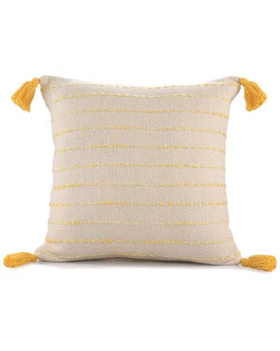 Lr Home Oliver Ombre Striped Tasseled Yellow Decorative Pillow In Gold