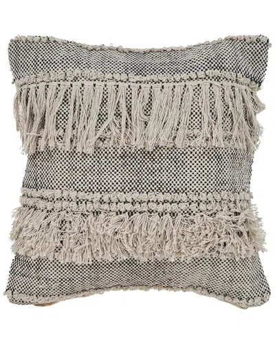 Lr Home Over-tufted Fringe Throw Pillow In Gray