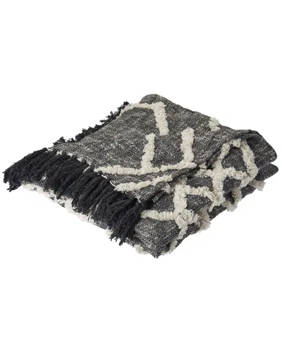 Lr Home Overtufted Geometric Black And White Throw Blanket