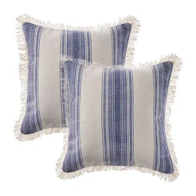 Lr Home Pal Stripe Set Square Throw Pillow In Blue