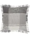 Lr Home Patchwork Plaid Fringe Throw Pillow In Grey