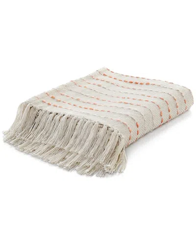 Lr Home Peach Shimmer Stripe Woven Throw Blanket With Fringe
