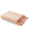 Lr Home Peach Solid Checkered Weave Throw Blanket With Fringe In Peach
