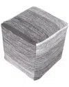 Lr Home Peggy Grey/white Distressed Hand-woven Ottoman Pouf In Grey