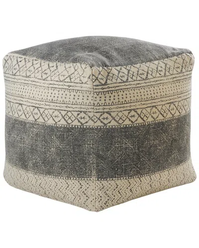 Lr Home Peggy Taupe/grey Tribal Flatweave Ottoman Pouf In Brown