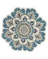 Lr Home Radiance Rdc-094 6' X 6' Round Area Rug In Teal,ivory