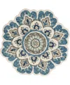 Lr Home Radiance Rdc54094 5'x5' Round Area Rug In Ivory-teal