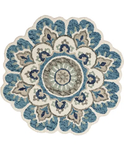 Lr Home Radiance Rdc54094 5'x5' Round Area Rug In Ivory-teal