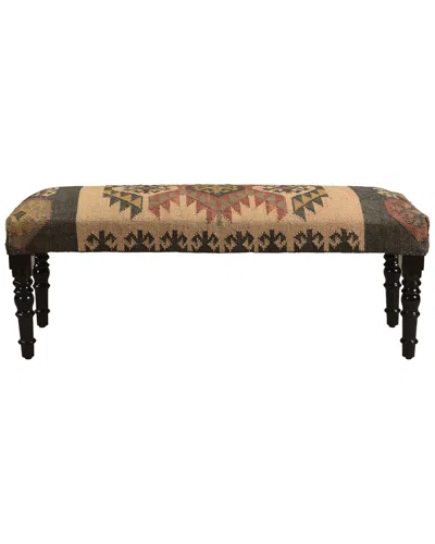 Lr Home Renova Geometric Traditional Handmade Accent Bench In Brown