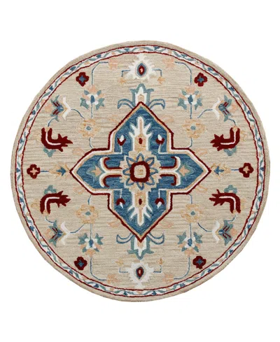 Lr Home Closeout!  Rochelle Rug-131 7'3"x7'3" Round Area Rug In Beige-blue