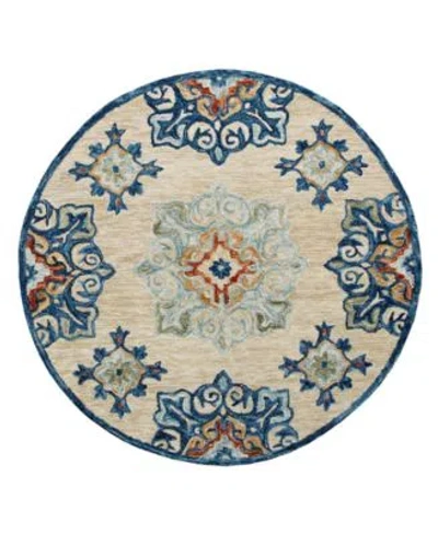 Lr Home Rochelle Rug 133 3 Round In Beige-blue