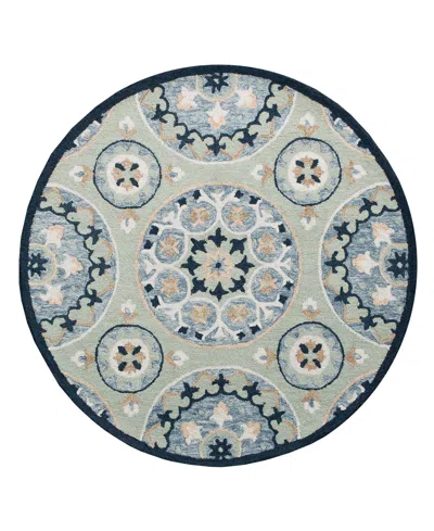 Lr Home Closeout!  Rochelle Rug-135 7'3"x7'3" Round Area Rug In Sage- Blue
