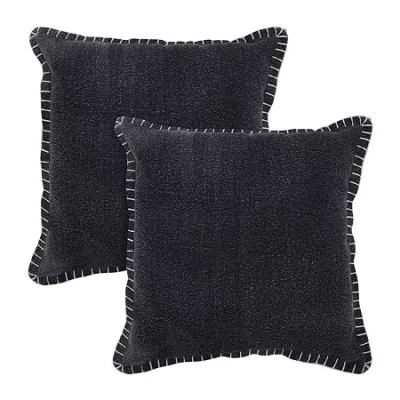 Lr Home Ron Solid Set Square Throw Pillow In Black