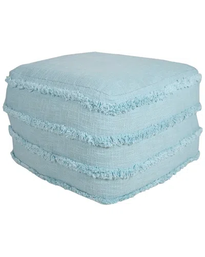 Lr Home Rory Blue Striped Hand-woven Ottoman Pouf