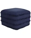 Lr Home Rory Navy Blue Striped Hand-woven Ottoman Pouf In Blue