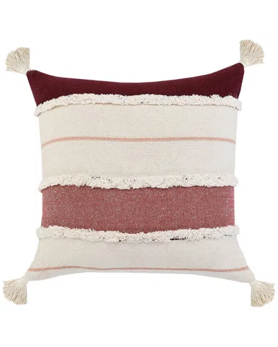 Lr Home Rory Striped Tasseled Maroon Decorative Pillow In Multi