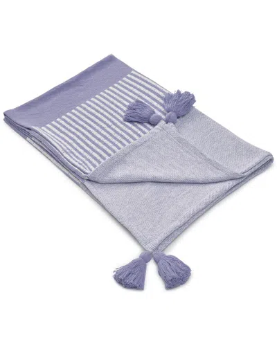 Lr Home Rosalie Striped Hand-woven Organic Throw Blanket In Purple