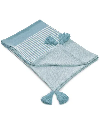 Lr Home Rosalie Striped Hand-woven Organic Throw Blanket In White