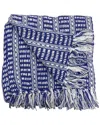 Lr Home Royal Blue Ridgeline Striped Throw Blanket With Fringe In Blue