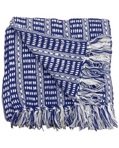 Lr Home Royal Blue Ridgeline Striped Throw Blanket With Fringe