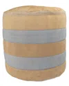 Lr Home Rustic Farmhouse Striped Pouf In Ivory
