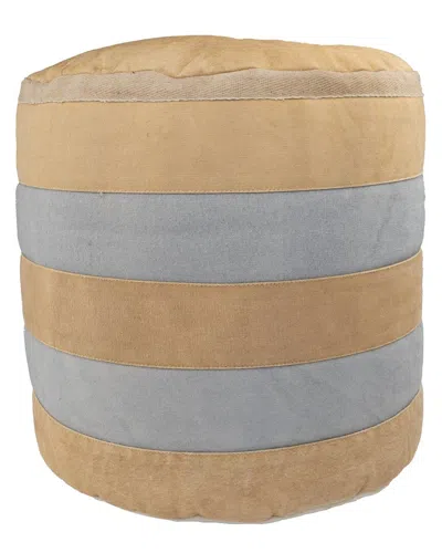 Lr Home Rustic Farmhouse Striped Pouf In Ivory