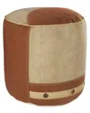 Lr Home Rustic Industrial Color Block Pouf In Beige
