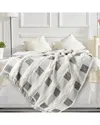 Lr Home Sarah Checkered Hand-woven Organic Throw Blanket In Grey