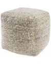 Lr Home Savanna Farmhouse Distressed Handmade Woven Pouf In Neutral