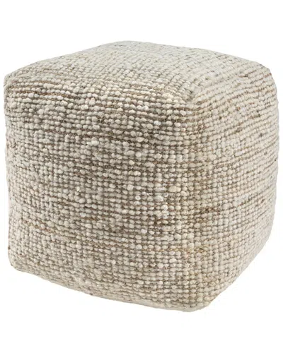 Lr Home Savanna Farmhouse Distressed Handmade Woven Pouf In Neutral