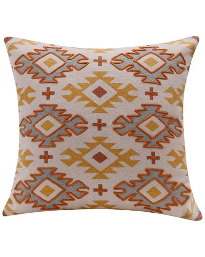 Lr Home Sedona Handmade Geometric Cotton Yellow Decorative Pillow In Brown