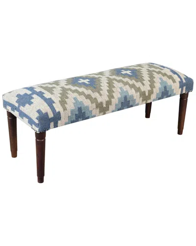 Lr Home Sedona Southwestern Geometric Handmade Accent Bench In Blue