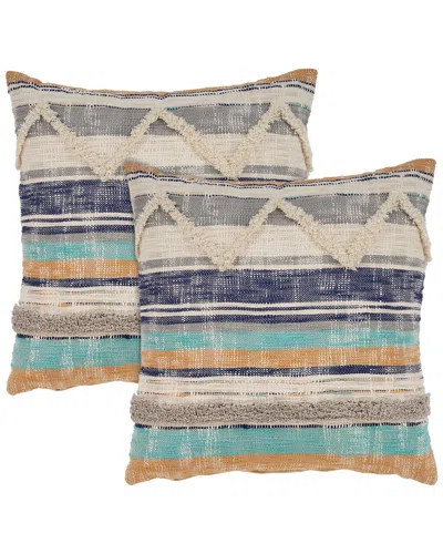 Lr Home Set Of 2 Destin Striped Overtufted Throw Pillows In Animal Print