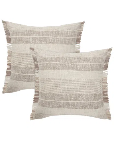 Lr Home Set Of 2 Drew Stripe Throw Pillows In Brown