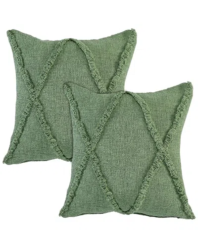Lr Home Set Of 2 Reese Flatwoven Throw Pillows In Green
