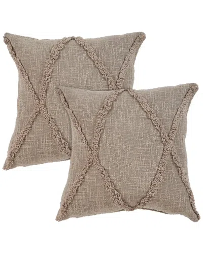 Lr Home Set Of 2 Reese Flatwoven Throw Pillows In Brown