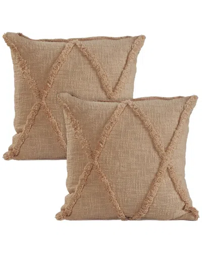 Lr Home Set Of 2 Reese Flatwoven Throw Pillows In Brown