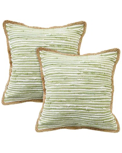 Lr Home Set Of 2 Riley Striped Throw Pillows In Green