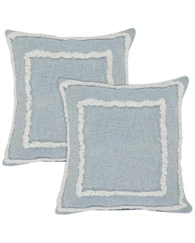 Lr Home Set Of 2 Rory Bordered Throw Pillows In Blue