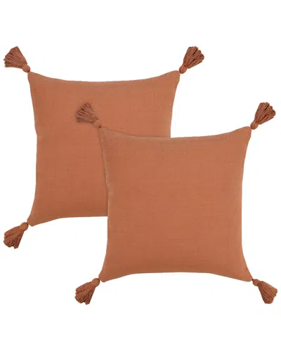 Lr Home Set Of 2 Sundaze Tasseled Throw Pillows In Brown