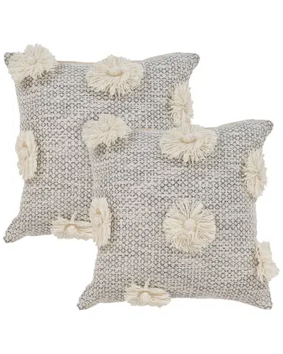 Lr Home Set Of 2 Willow Floral Throw Pillows In Gray