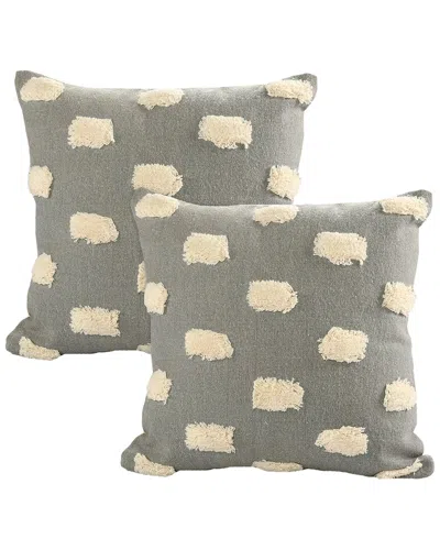 Lr Home Set Of 2 Zeal Pom-pom Throw Pillows In Blue